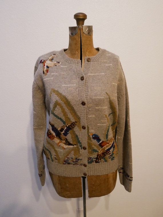 Ralph Lauren Hand Knit Sweater 1990s Duck Cardigan Sweater - Etsy