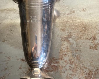 Antique French Trophy Cup Coupe Vittel  Award Prize Silver plate, Loving Cup  Wine