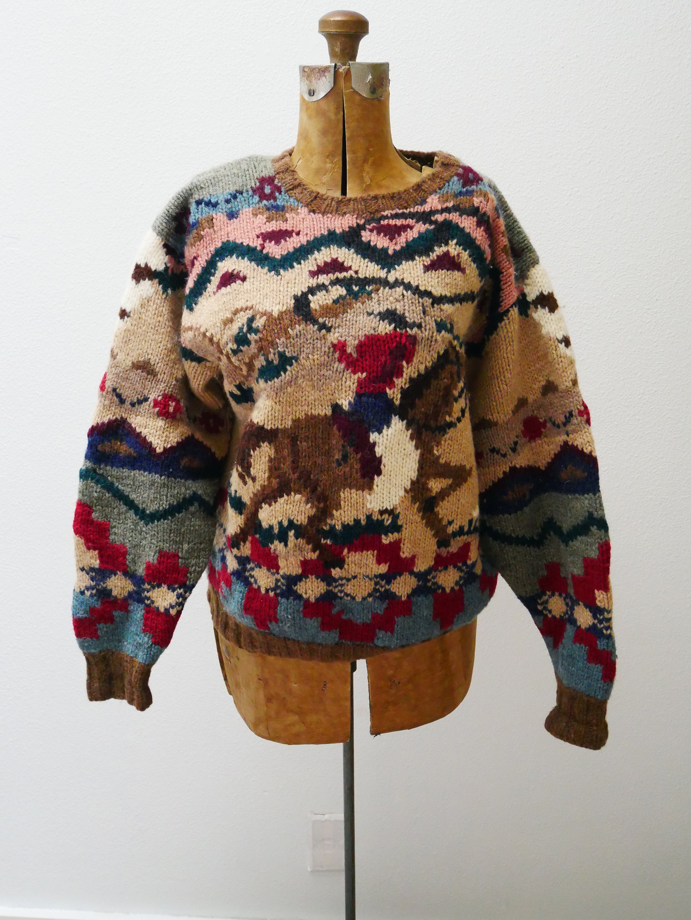 Ralph Lauren Hand Knit Sweater 1980s Horse, Western Rancher, Equestrian