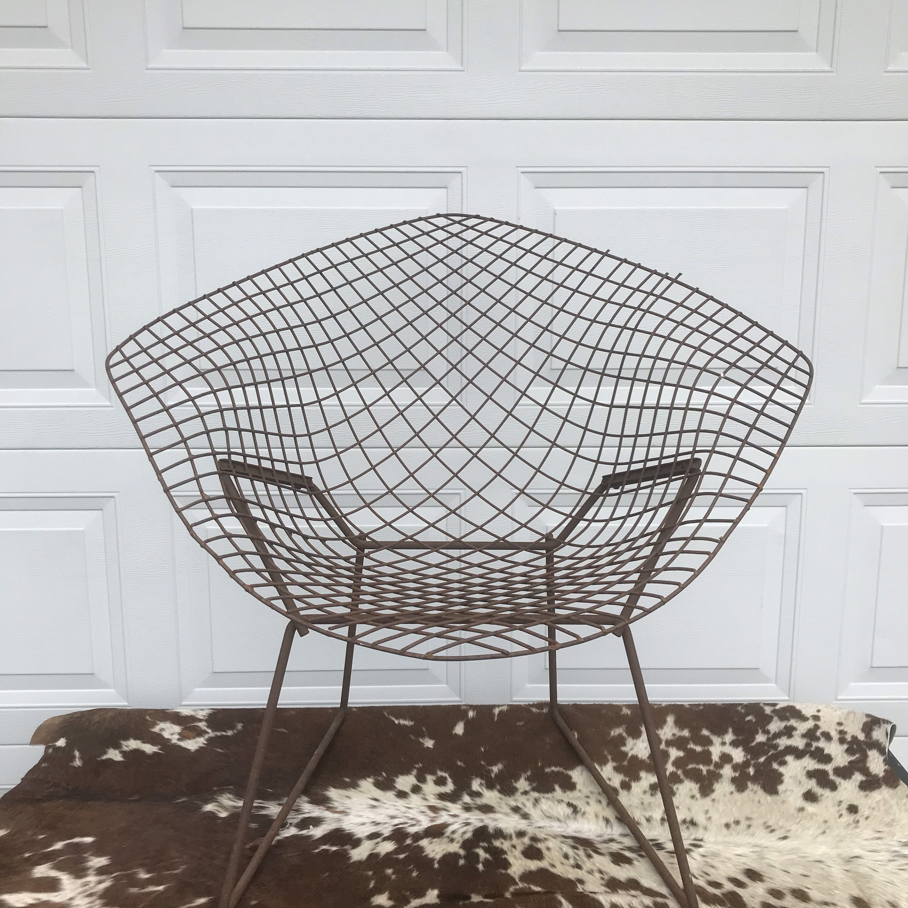 Antique Bertoia Chair Diamond Mid Century Modern Chair Metal Grid Chair Wire Etsy