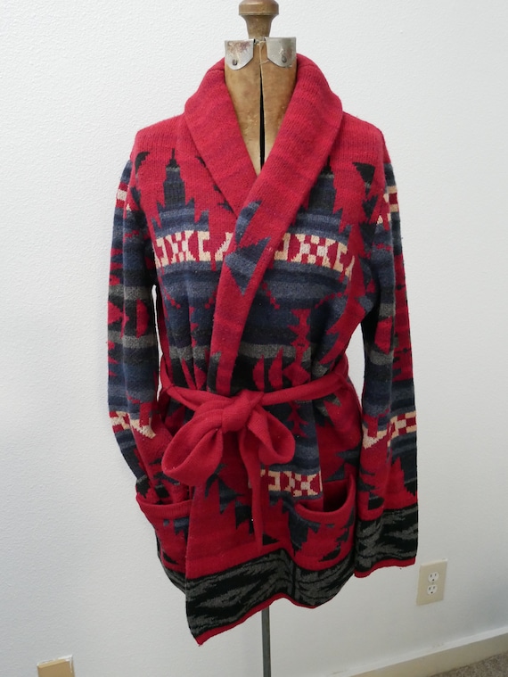 Vintage Ralph Lauren Sweater Cardigan Tribal Shawl