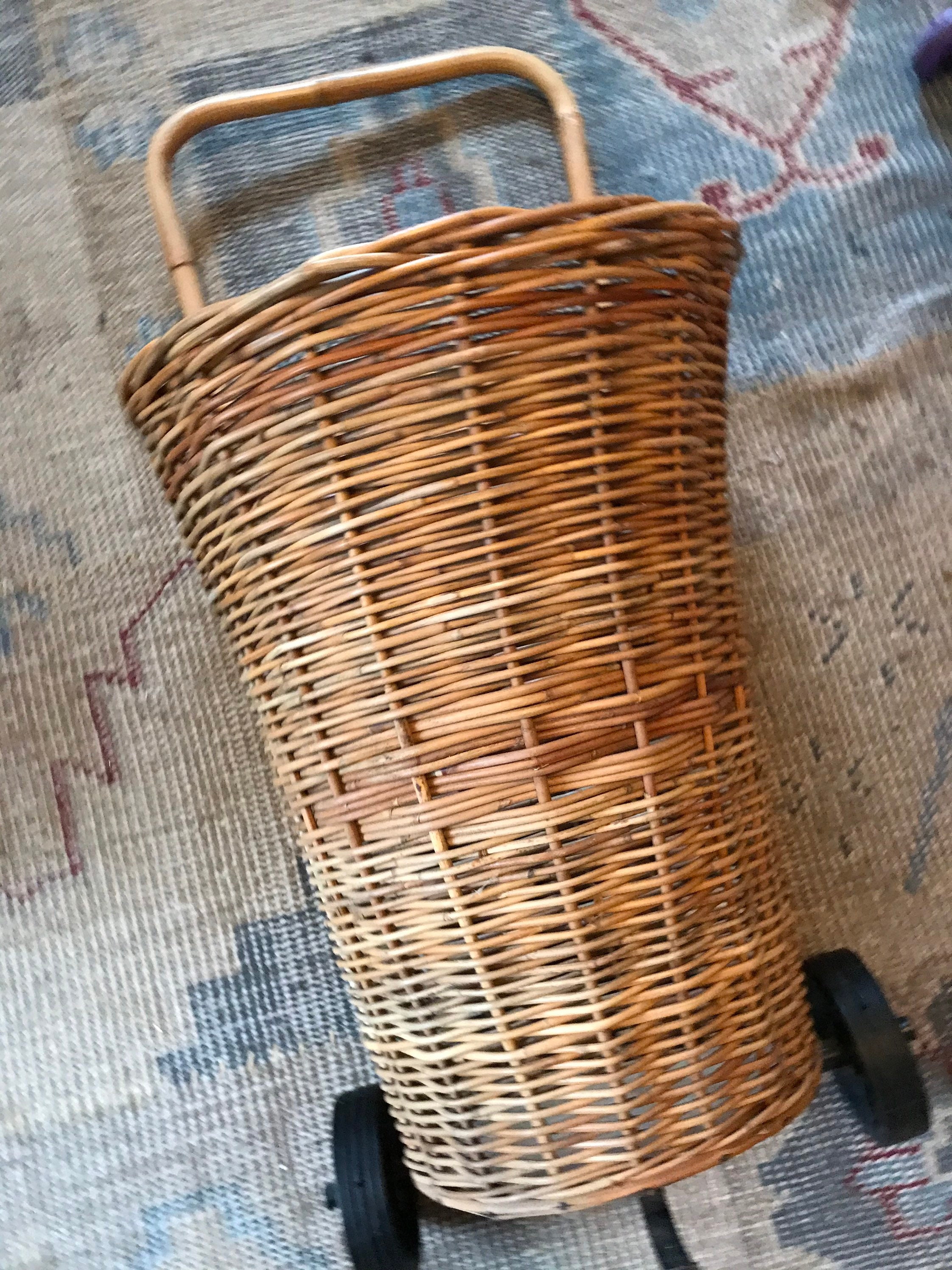 Vintage French Cart Market Cart Wicker Shopping Cart Basket Etsy