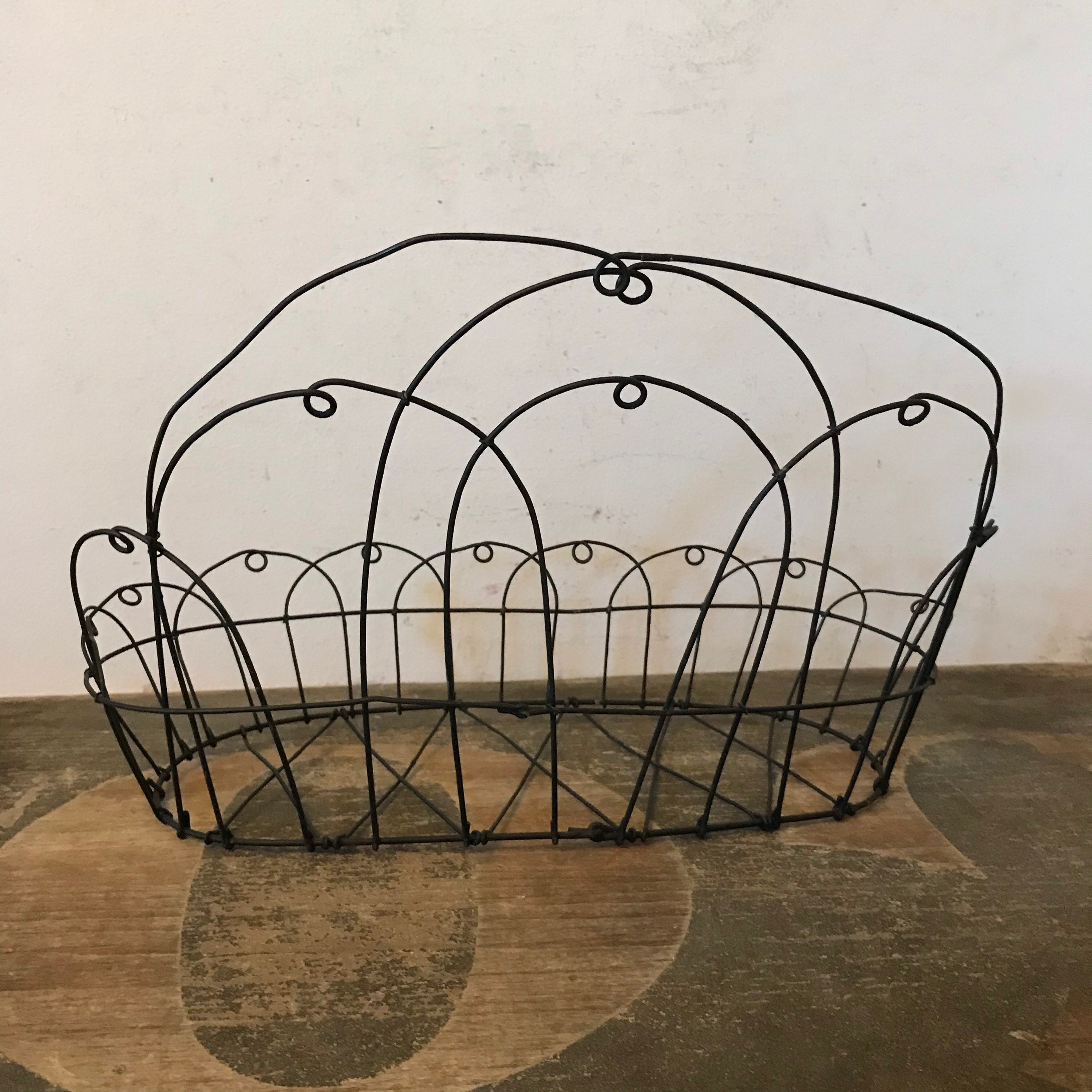 Antique French Wire Basket Wall Planter Hanging Basket Etsy