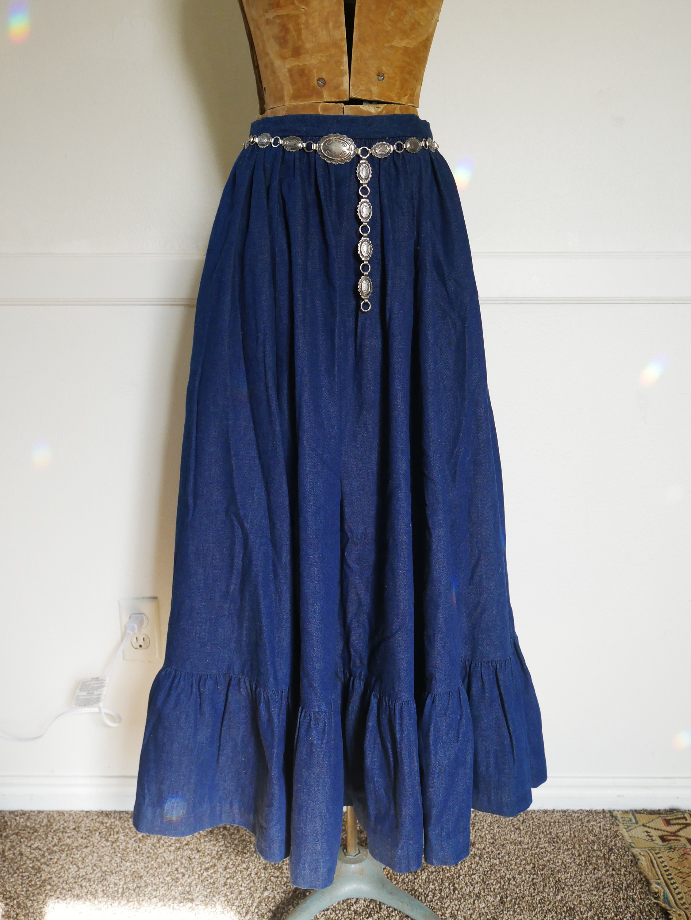 Vintage Ralph Lauren Ball Skirt Denim Prairie, Americana, Western, Southwestern, Heritage, Eveningwear, Formalwear