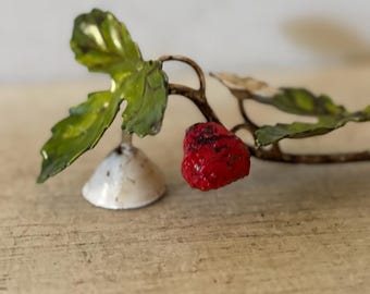 Antique Italian Tole Strawberry Candle snuffer , Nature, Fruit, Candle