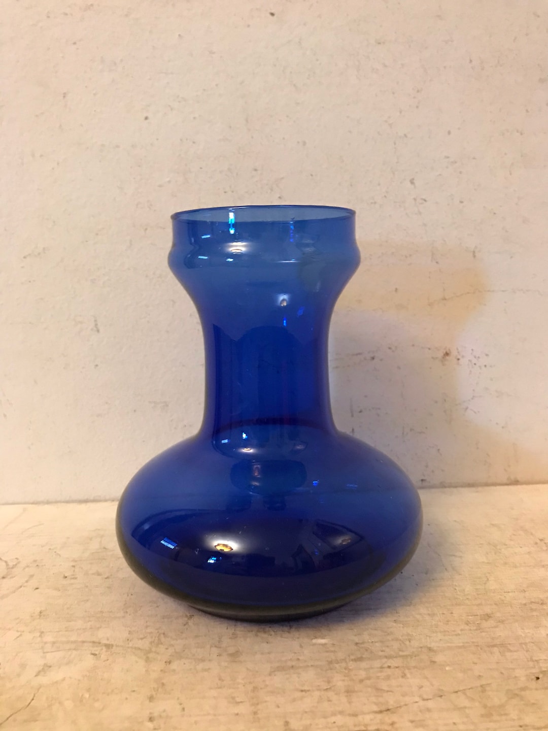 Antique Hyacinth Vase Bulb Vase Glass Industrial Flower Arranger Blue