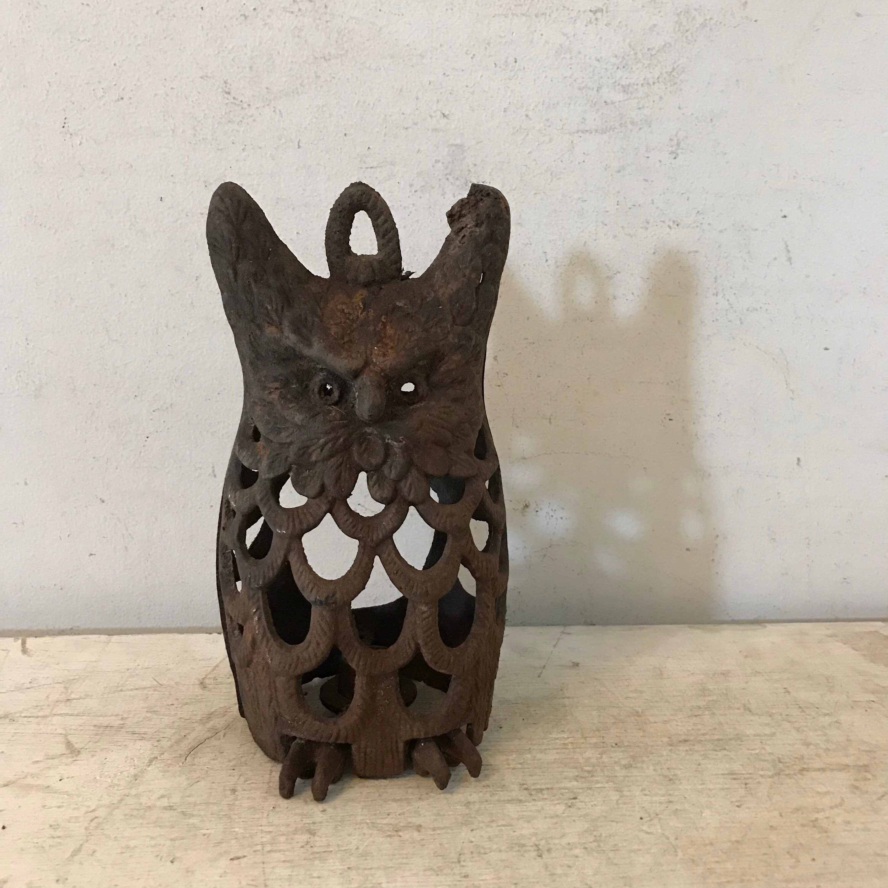 Lampe Hibou Vintage En Métal - Lantern à Piles Avec 3 AAA Incluses