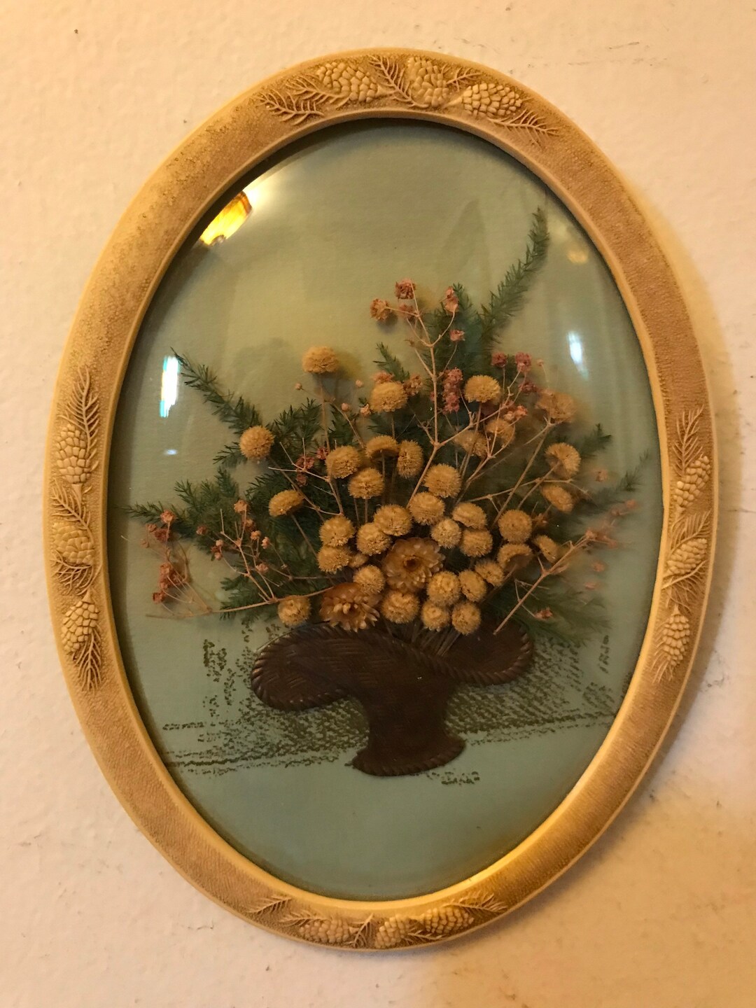 Mid Century Botanical Art Dried Flower Art Picture Flower Garden