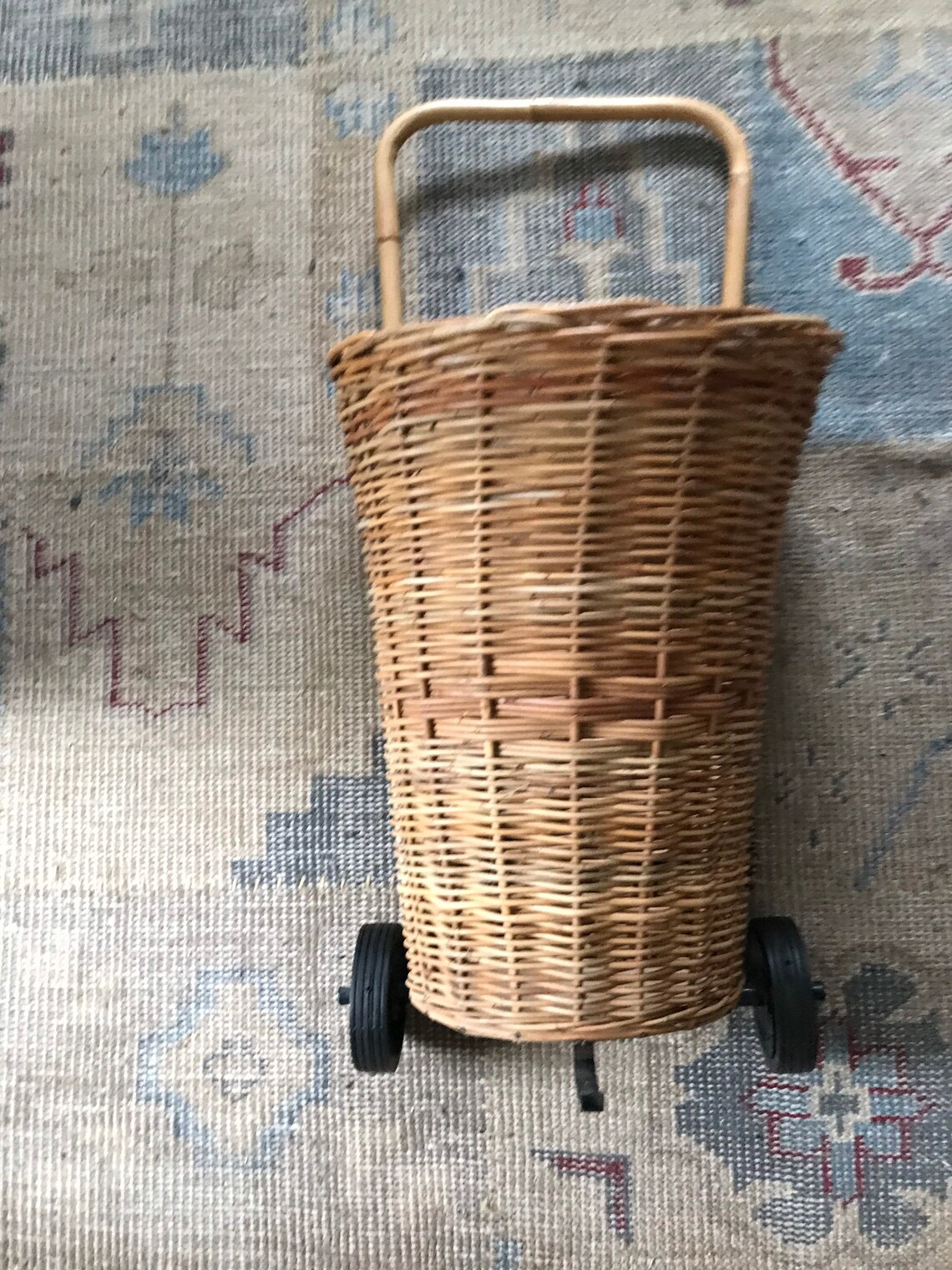 Vintage French Cart Market Cart Wicker Shopping Cart Basket Etsy