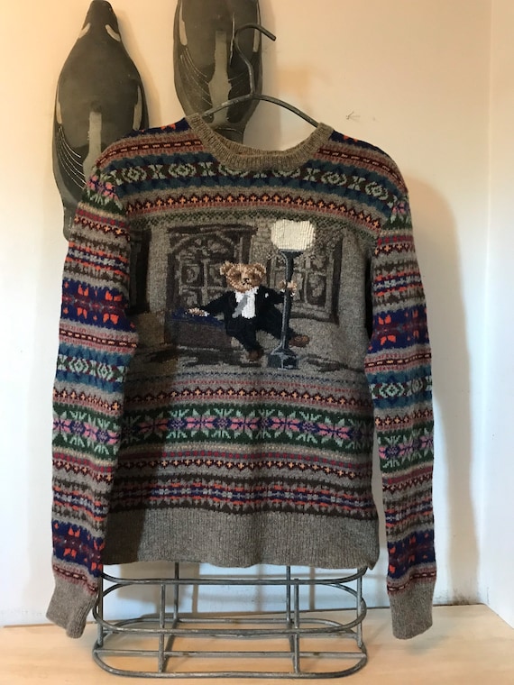 Vintage Ralph Lauren Polo Bear Sweater Singing in… - image 2