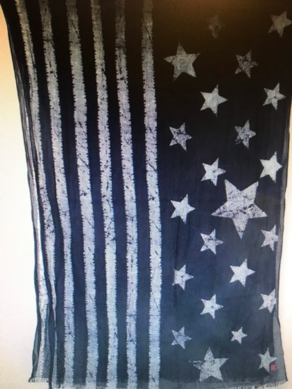 Vintage Ralph Lauren Flag Scarf Shawl Wrap Cotton… - image 5