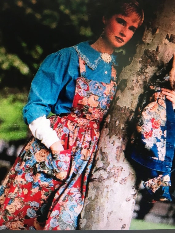 Vintage  Ralph Lauren Dress Floral Apron Overall P
