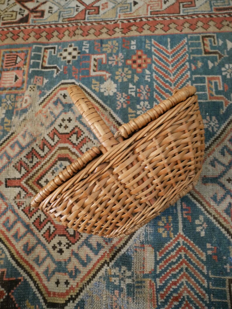 Antique French Picnic Basket Miniature Wicker Crate Wine Etsy