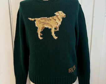 Vintage Ralph Lauren Hand Knit Sweater Collectors Dog Sweater Polo
