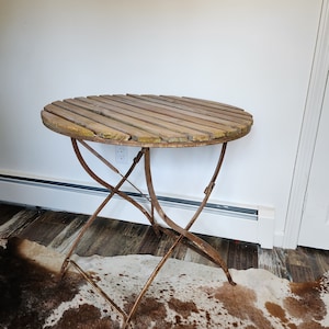Antique French Bistro Table Cafe  Wood Iron Garden  Garden