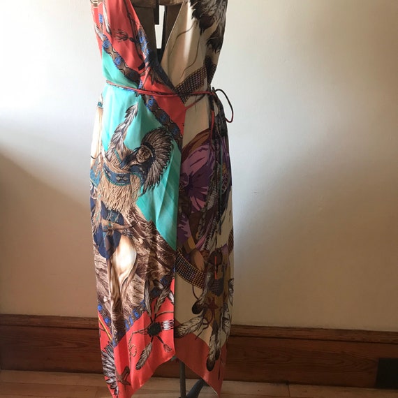 Vintage Ralph Lauren Dress Silk Dress Silk Scarf Halter Dress Western Tribal Native Americana View 4