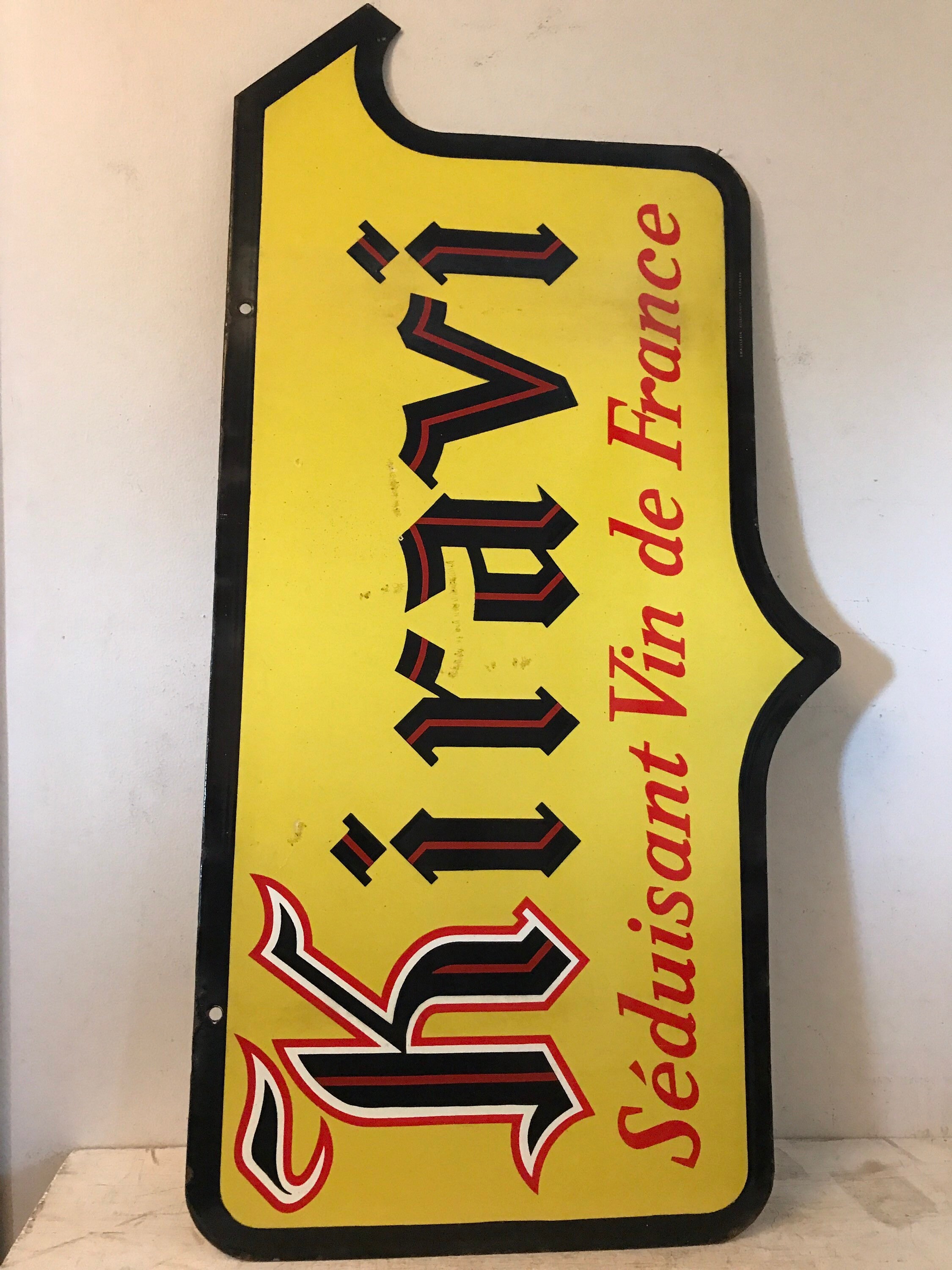 Antique French Wine Sign Enamel Kiravi Vin De France Etsy