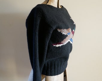 Ralph Lauren Hand Knit Sweater 1980s Duck Sweater Hunting Sweater