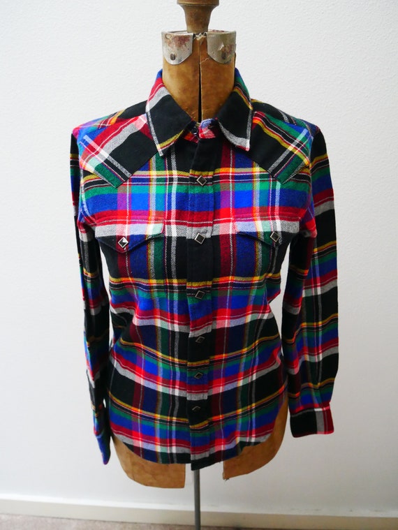 Vintage Ralph Lauren Western Shirt Snap Button Pl… - image 1