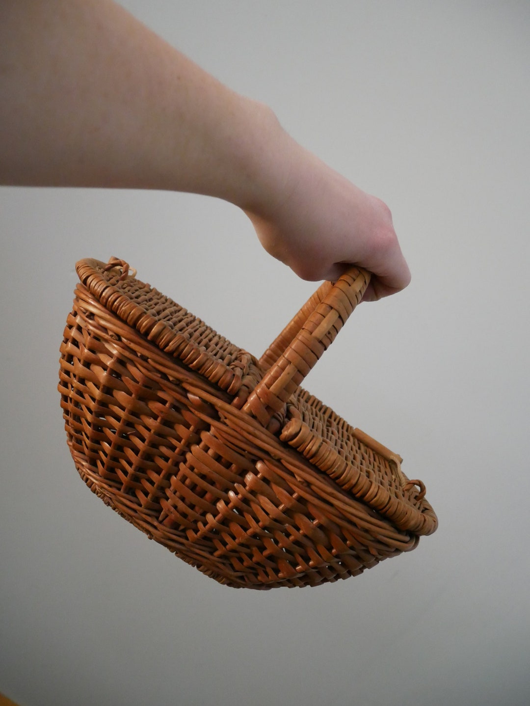 Antique French Picnic Basket Miniature Wicker Crate Wine Basket Winery