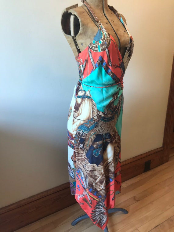 Vintage Ralph Lauren Dress Silk Dress Silk Scarf Halter Dress Western Tribal Native Americana View 3