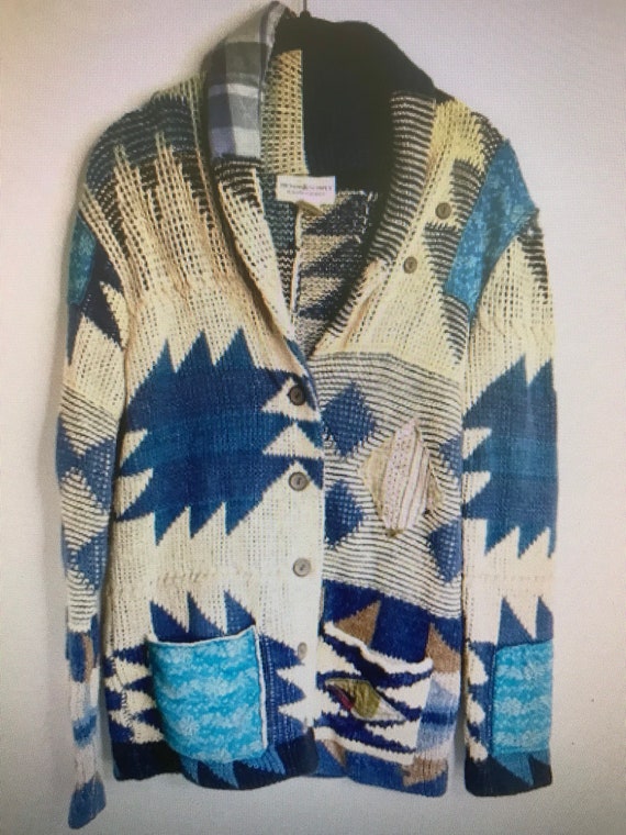 Ralph Lauren Sweater Cardigan Patchwork Shawl Swea
