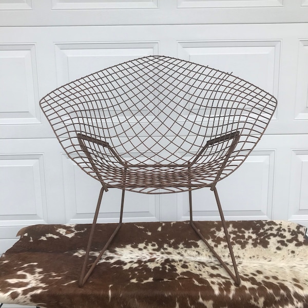 Antique Bertoia Chair Diamond Mid Century Modern Chair Metal Grid Chair Wire