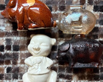 Antique Pigs Mid Century Trotters Charcuterie Butcher Farmhouse