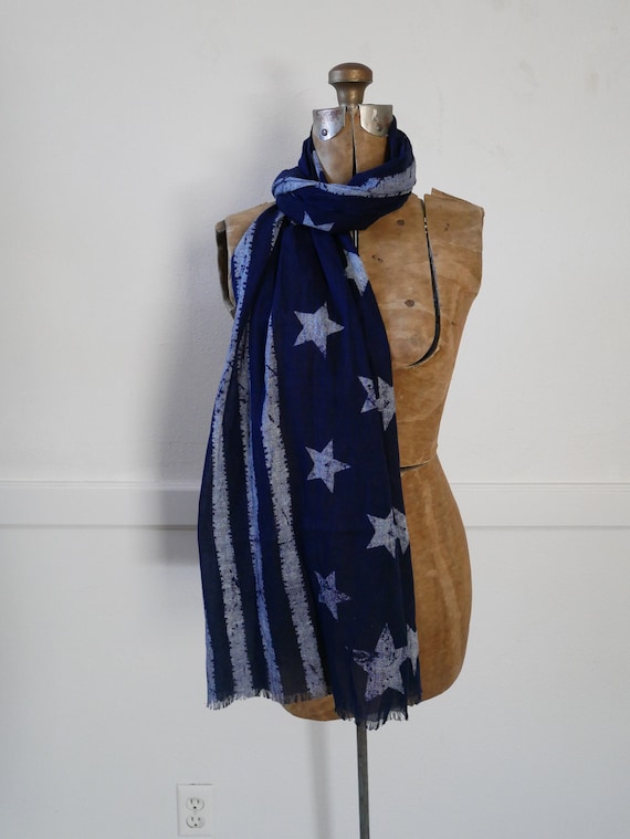 Vintage Ralph Lauren Flag Scarf Shawl Wrap Cotton… - image 1