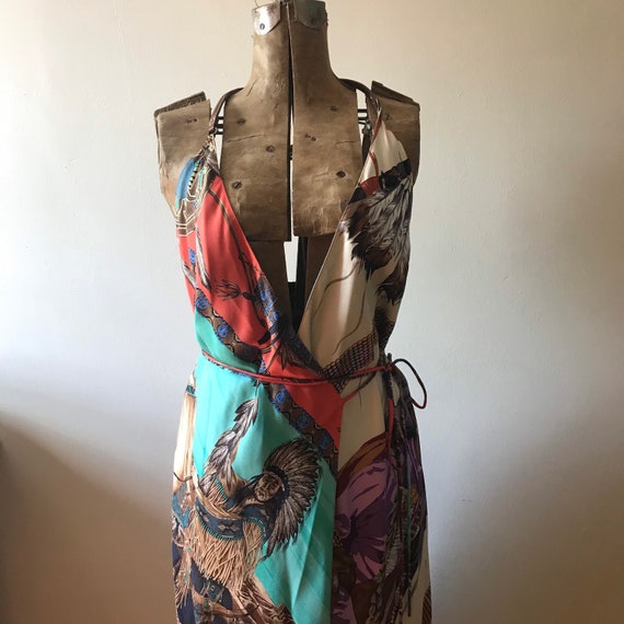 Vintage Ralph Lauren Dress Silk Dress Silk Scarf Halter Dress Western Tribal Native Americana View 5