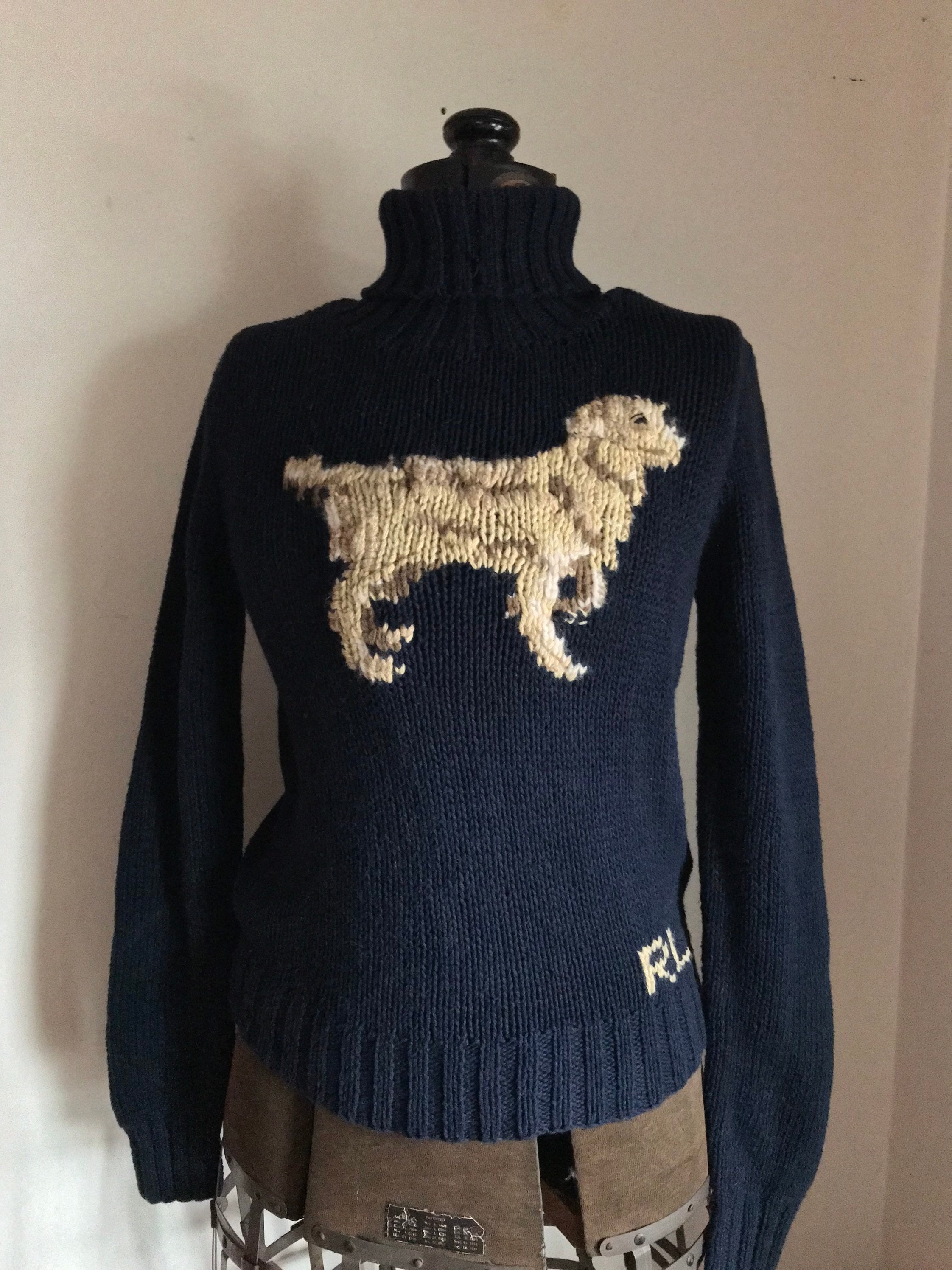 Vintage Ralph Lauren Sweater 1990s Dog Sweater Sweater Woodlands