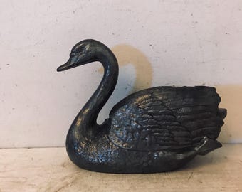 Antique Swan Flower Frog Bird Silver Paint  Industrial  Flower Frogs Garden Tools