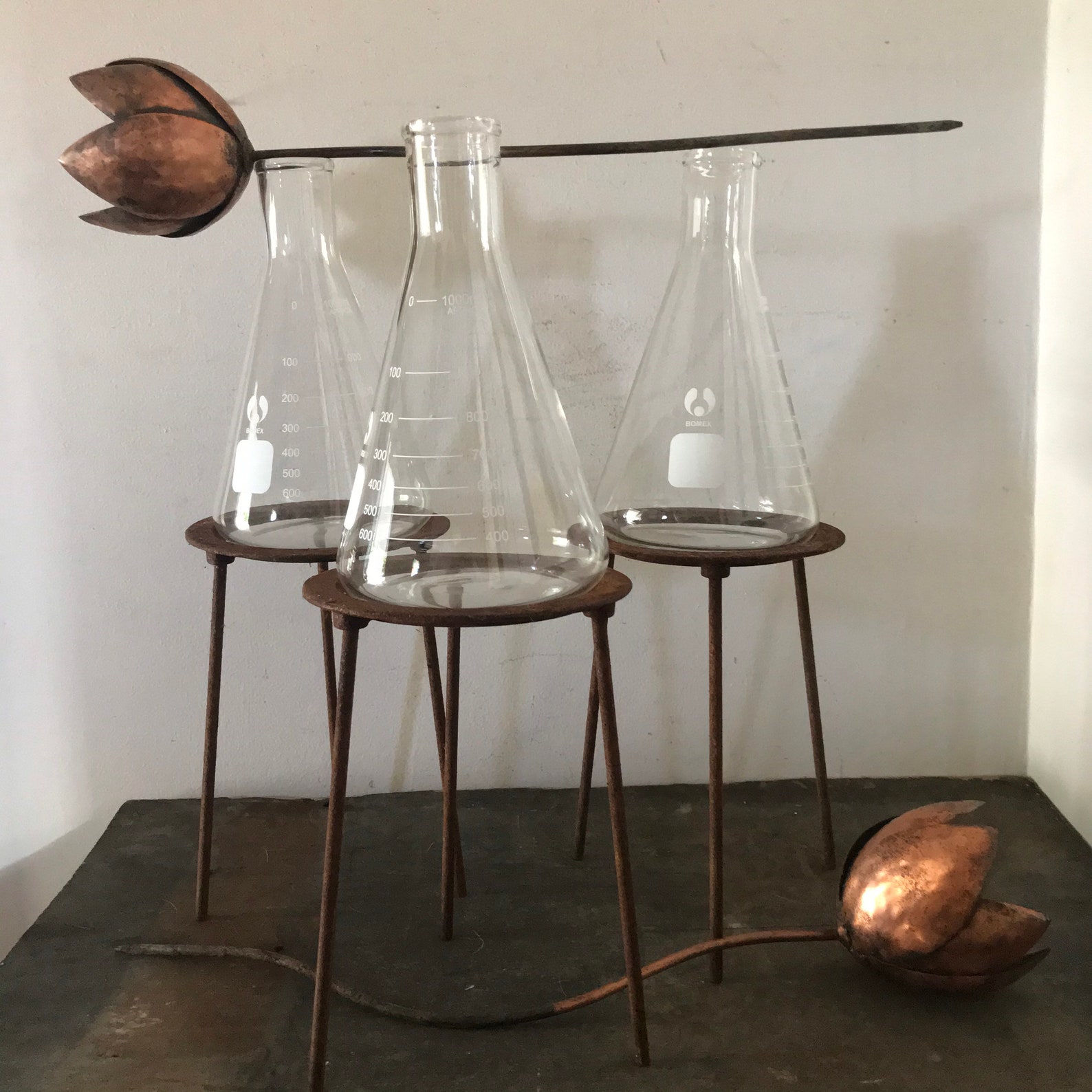 Antique Lab Stand Lab Beaker Lab Vase Glass Industrial Iron Etsy