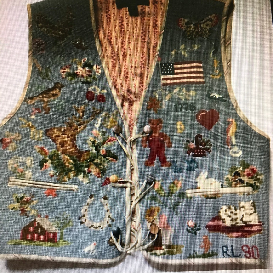 Vintage Ralph Lauren Vest Needlepoint Vest Country size M Etsy