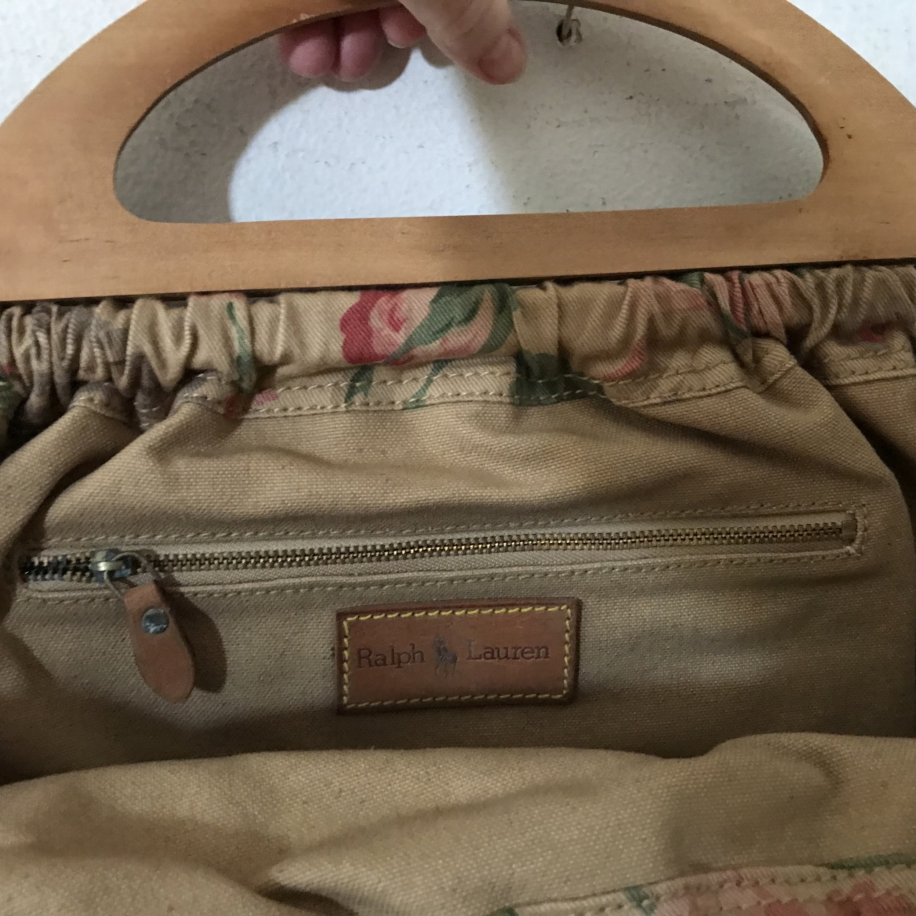 Vintage Ralph Lauren Bag Tote Polo Collection Floral Wood