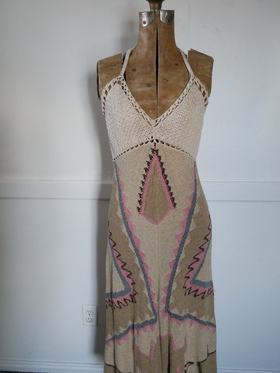 Vintage Ralph Lauren Dress hand knit dress Indian… - image 1