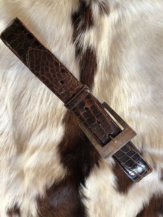 Vintage Ralph Lauren Alligator Belt Sterling Disk  display picture 3