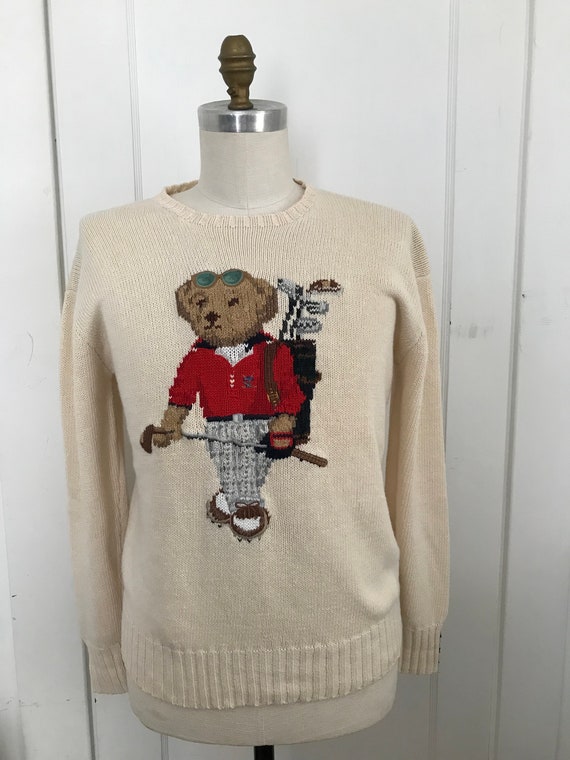 Vintage Ralph Lauren Polo Bear Sweater Golf Bear