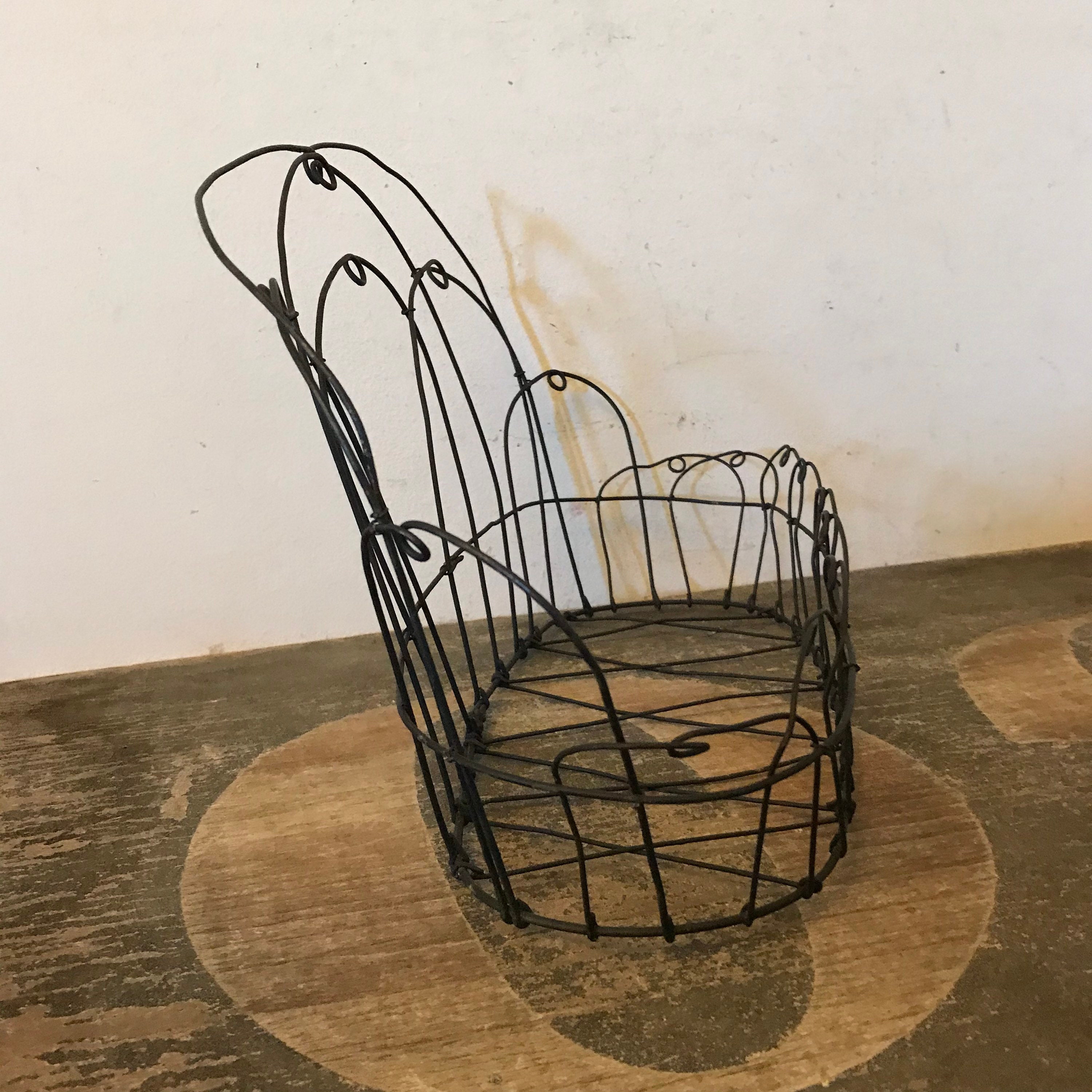 Antique French Wire Basket Wall Planter Hanging Basket Etsy