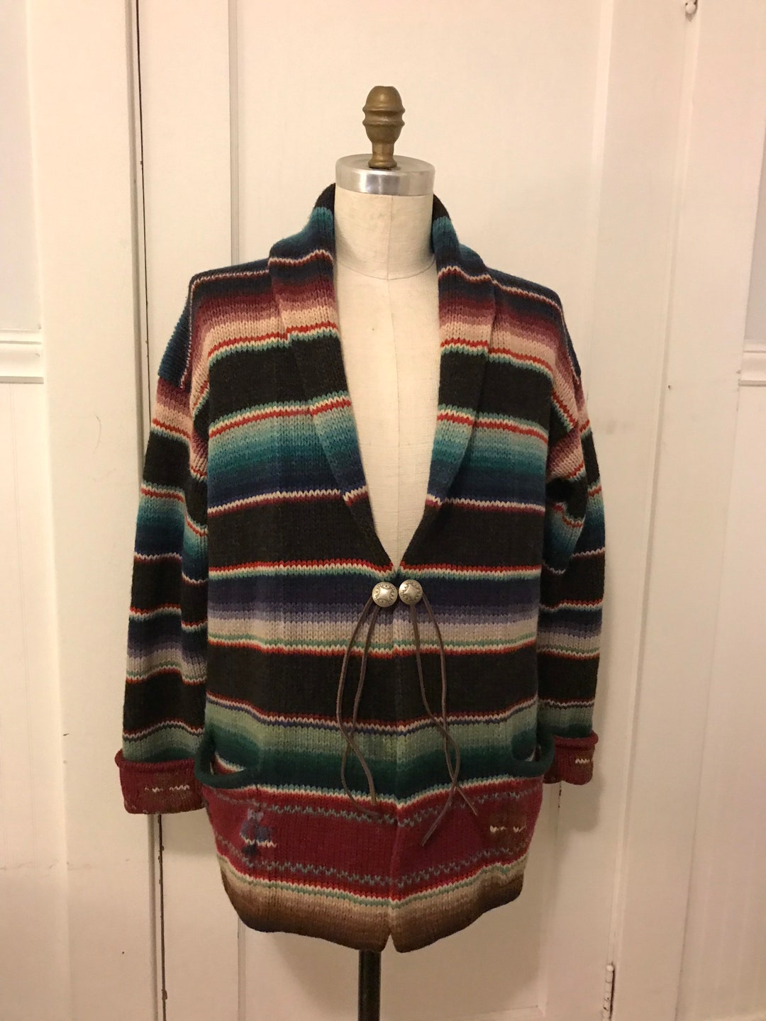 RALPH LAUREN☆HAND KNITカウチン風アウター Ralph Lauren Hand Knit Sweater Cowichan Zip Front Cardigan Hemp