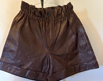 Ralph Lauren Leather Shorts Polo Paperbag Waist Preppy Minimalist