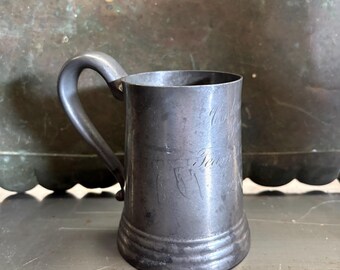 Antique Trophy Cup  Mug Boston Codman Bowling Club Award Prize Silver Pewter, Loving Cup