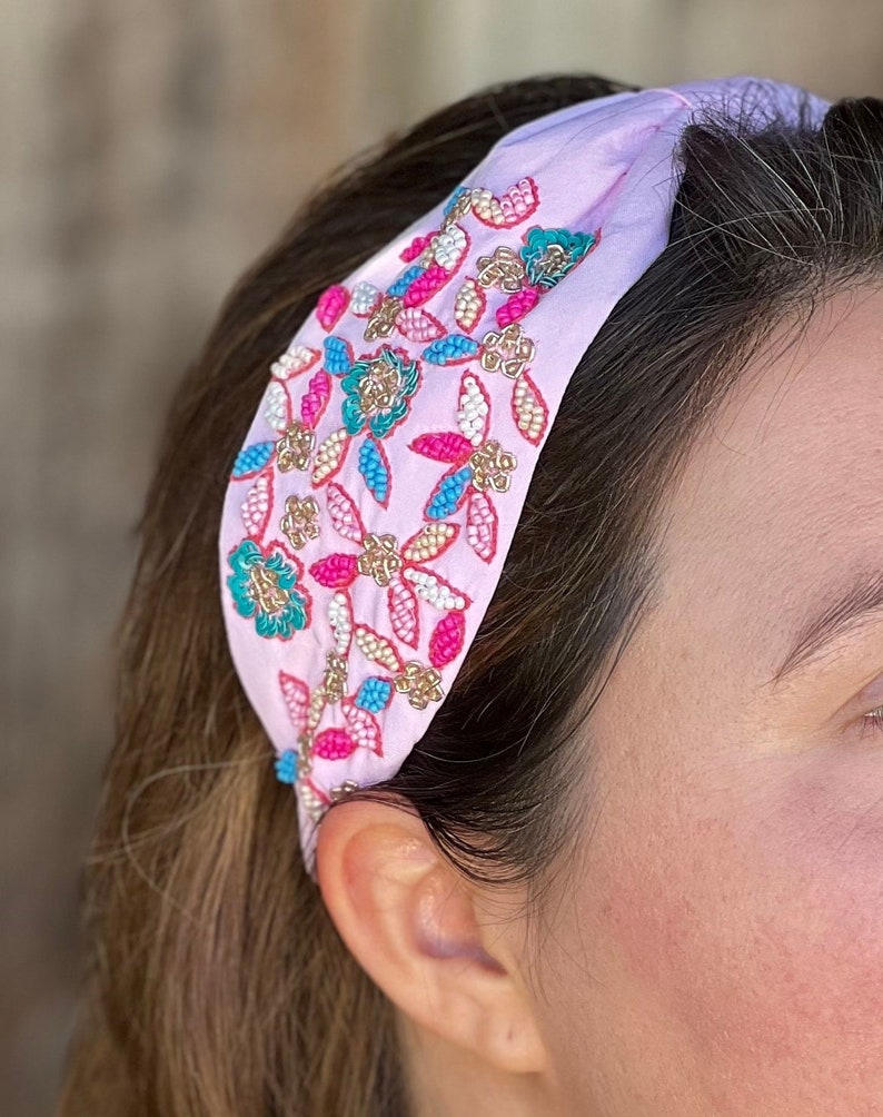 Statement Beaded Knot Headband, Handmade Knot Headband, Wide Knot