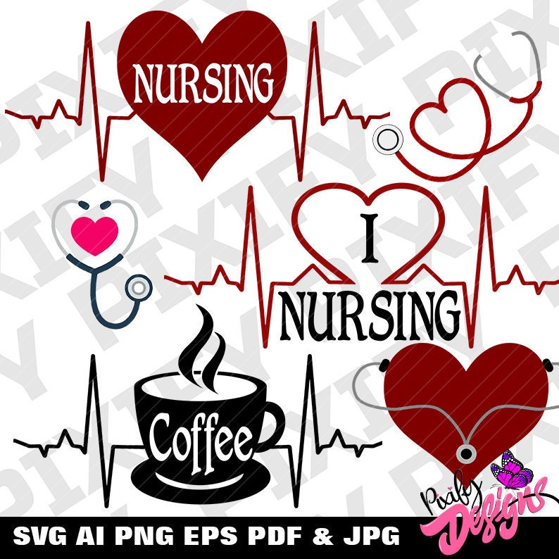 Nurse png Heart and Stetoscope svg EKG svg Medical svg Stethoscope svg Heart svg Nurse svg