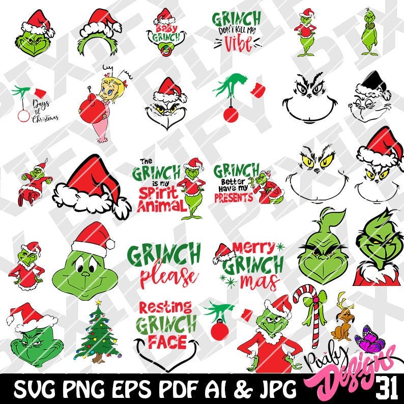 Download Grinch SVG Bundle SVG files for Cricut cut files PNG | Etsy