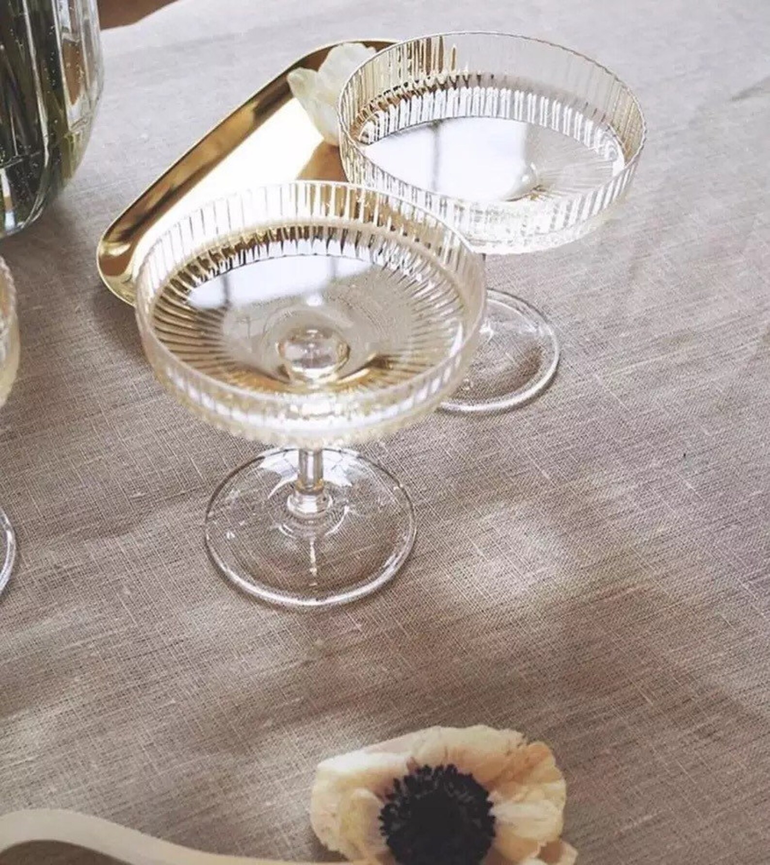 Ripple Ribbed Champagne Saucer Cocktail Glasses Martini set of Etsy