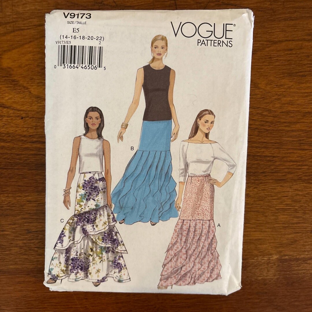 Vogue 9173 Pattern Sz 14-22-full Length Skirt- 3 Styles of Flounces UC ...