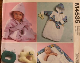 McCalls Pattern #4535 - Sz One Size- Infant's Bath Essentials- Fish Toy, Starfish Toy, Frog Toy, Bathrobe, Bath mat- SO CUTE