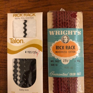 Pkg. Vintage Wrights & Talon Baby Größe Rick Rack- Rost- und schwarz- still im Paket-3 und 4 Yards jeweils