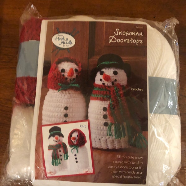 Mr. & Mrs. Snowman Crochet or Knitted Doorstop Kit - Complete -MIP